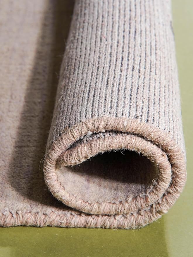 Hand Knotted Loom Wool ECO-Friendly Area Rugs - 10'x10', Square, Beige Color, Solid Plain Design, High Pile Thick Handmade Anti Skid Area Rugs for Living Room, Bed Room (L00111)