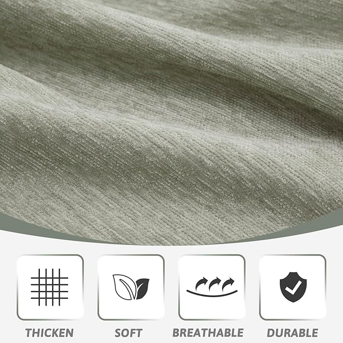 MEETSKY Sofa Covers for 3 Cushion Couch Sectional Couch Covers Washable Soft Chenille Blend Furniture Protector Sofa Throw Cover Decorative Modern Style for Living Room, 91" x 134", Sage Green