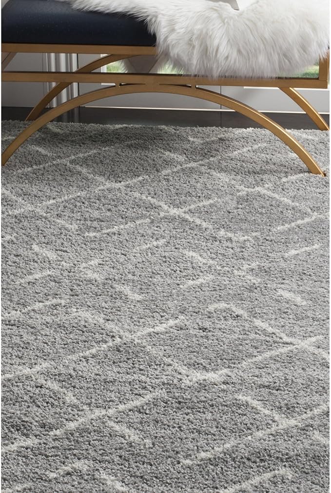 SAFAVIEH Area Rug 9x12 - Arizona Shag Collection - Large - Grey & Ivory, Moroccan Boho Design, Non-Shedding & Easy to Clean, Ideal for Living Room, Bedroom, Dining Space (ASG743D)