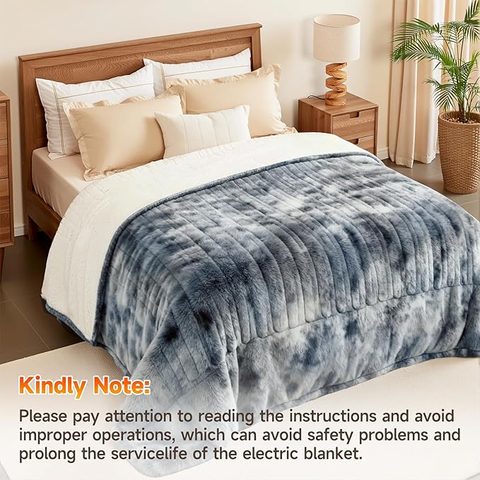 Heated Blanket Electric Throw Blanket 50"x60" Fast Heating Electric Blanket with 5 Heat Levels & 4 Hours Auto-Off Overheat Protection Cozy Soft Flannel Heated Throw Blanket