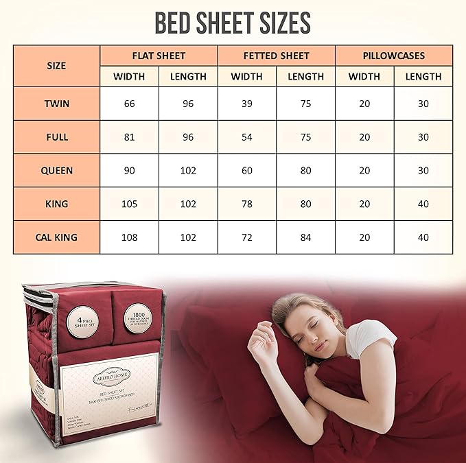 Twin Sheets Set - Luxury Hotel Bed Sheets - Soft Cooling Sheet with Elastic Corner Strap - Deep Pocket Microfiber Bedsheet - Bedding Sheet & Pillowcases Set - 3 PC (Twin Size, Burgundy)