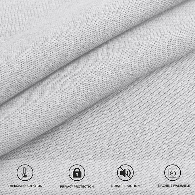 Easy-Going Linen Look Blackout Curtain Grommet Window Curtain Drapes for Bedroom, Living Room Thermal Insulated Room Darkening (2 Panels, 38x45 Inch, Greyish White)