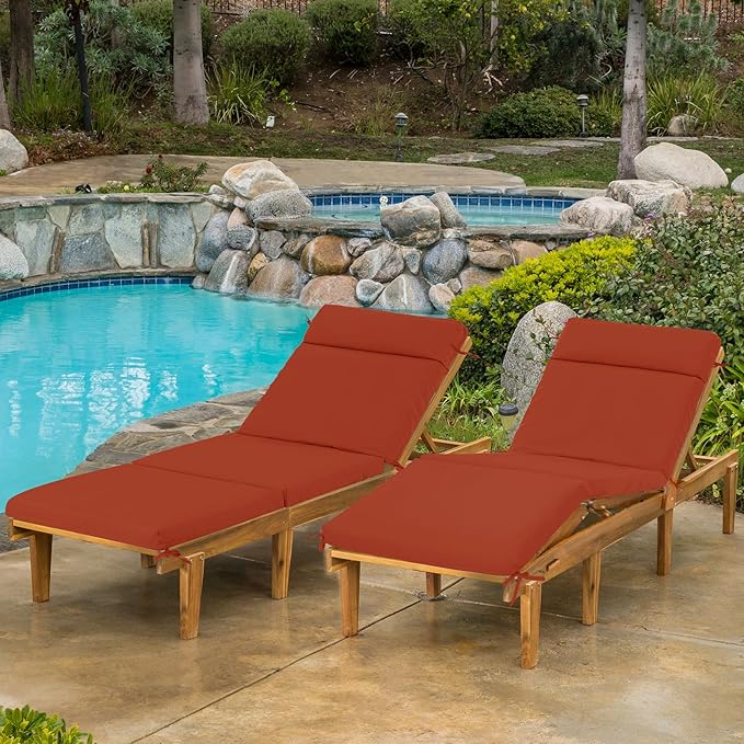 Chaise Lounge Cushion 80x26x3 Inch ?Set of 2 Outdoor Lounge Chair Cushions, Lounger Pad Replacement with Fade-Resistant, Removable & Machine-Washable Covers, Ideal for Patio Chaise Chairs, Rust