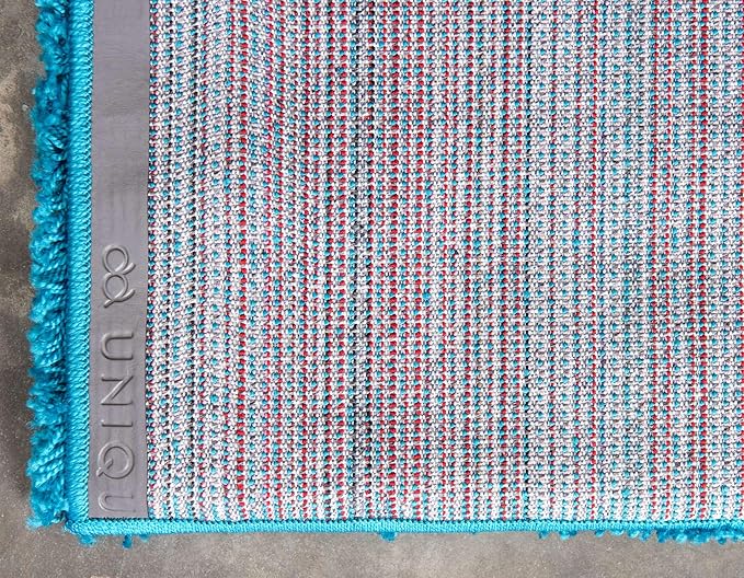 Unique Loom Solid Shag Collection Area Rug (2' 6" x 13' 1" Runner, Turquoise)