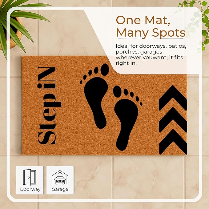 Coir Door Mats 17" X 30", Non-Slip Sturdy, PVC Backed Heavy Duty, Easy to Clean, Ideal for Door Entrance, Patio, Porch, Backyard, Garages, Step-in Footprints