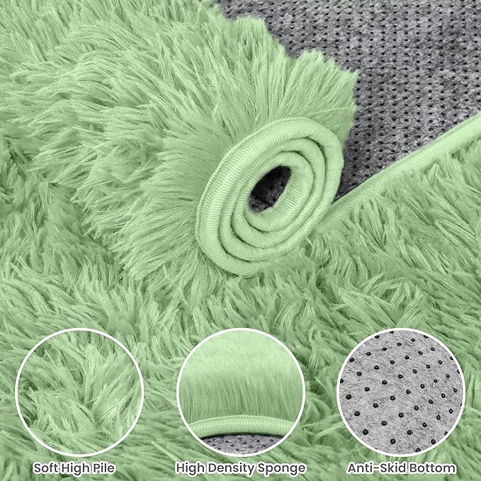 5x7 Area Rugs for Living Room Rug: Soft Fluffy Shag Mint Green Rugs for Bedroom, Non-Slip Large Fuzzy Plush Rug Indoor Floor Carpet for Nursery Kids Boys Girls Room, Dorms, Playroom, Modern Home Decor