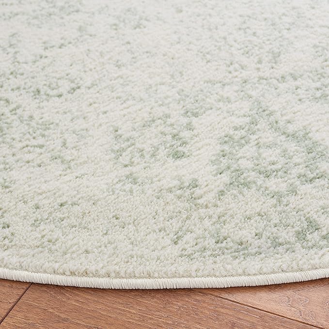 SAFAVIEH Adirondack Collection Area Rug - 6'7" Round, Ivory & Sage, Distressed Vintage Floral Design, Non-Shedding & Easy to Clean, Ideal for Living Room, Bedroom, Dining Space (ADR109V)