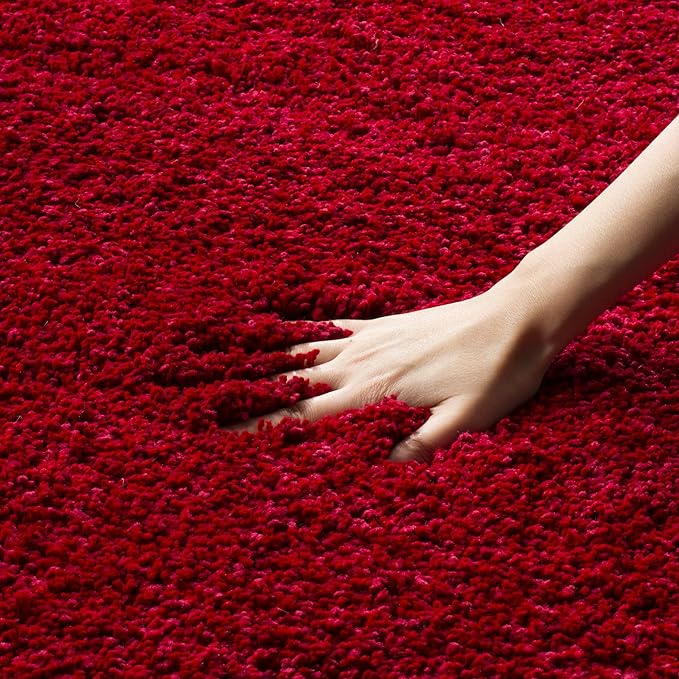 SAFAVIEH Milan Shag Collection Runner Rug - 2' x 12', Red, Solid Design, Non-Shedding & Easy Care, 2-inch Thick Ideal for High Traffic Areas in Living Room, Bedroom (SG180-4040)