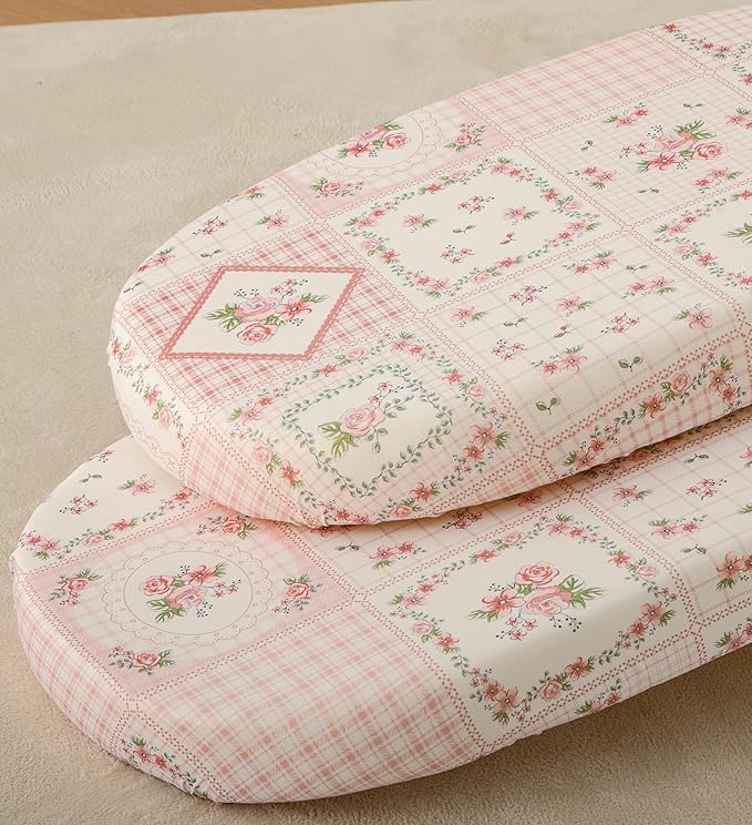 SDY Jersey FloralBassinet Sheets for Baby Girls,32 "x 16 "x 4",2 Pack,Pink Flower Standard Oval/Retangle Bassinet Mattress Sheets for Toddler,Super Soft Breathable