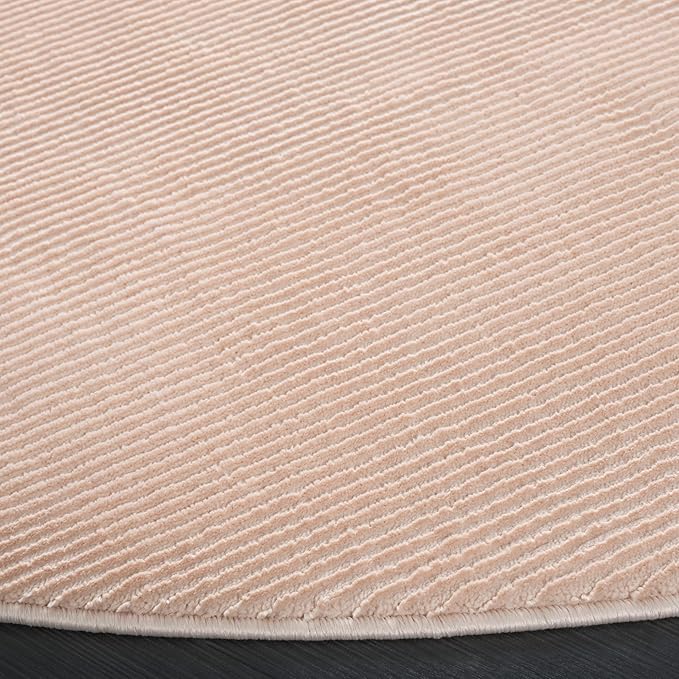 SAFAVIEH Revive Collection Area Rug - 6'7" Round, Pink, Geometric Design, Ideal for High Traffic Areas in Living Room, Bedroom, Dining (REV102U)