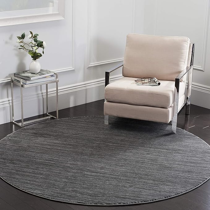 SAFAVIEH Vision Collection Area Rug - 3' Round, Grey, Modern Ombre Design, Non-Shedding & Easy to Clean, Ideal for Foyer, Entryway, Bedroom, Accent Space (VSN606D)