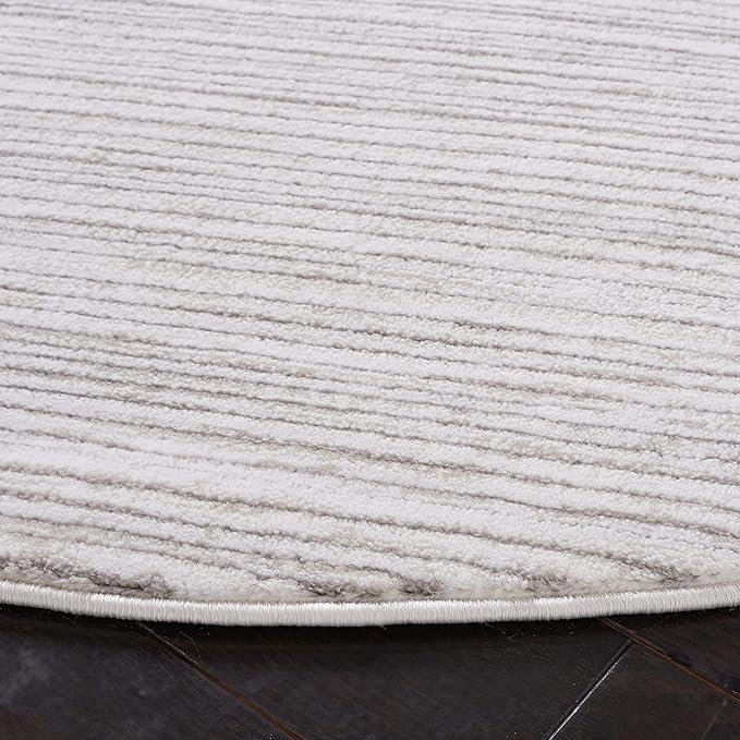 SAFAVIEH Vision Collection Area Rug - 8' Round, Ivory & Grey, Modern Ombre Design, Non-Shedding & Easy to Clean, Ideal for Living Room, Bedroom, Dining Space (VSN606K)