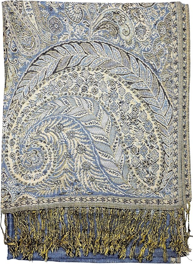 Achillea Big Paisley Pashmina Shawl Wrap for Women – Elegant Scarf for Weddings, Evening Dresses, Festivals & Daily Wear