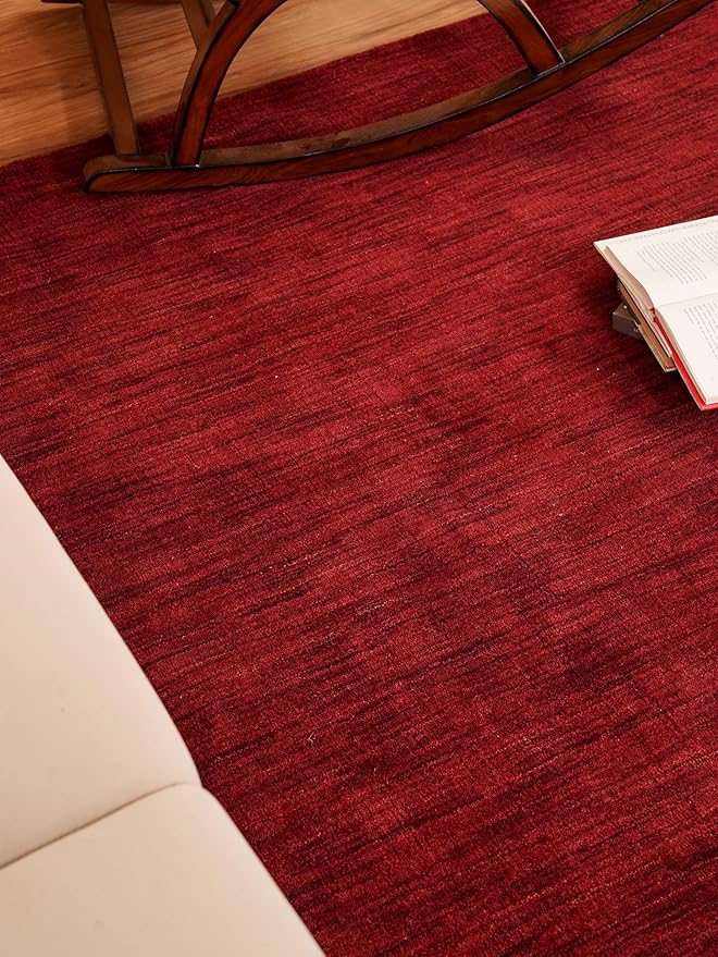Hand Knotted Wool & Silk ECO-Friendly Oriental Area Rugs - 8'x10', Rectangle Shape, Cream Burgundy Color, Classic Oriental Traditional, Medium Pile Handmade Area Rugs (AF0102)
