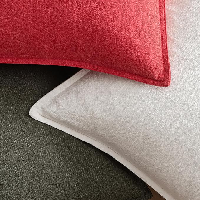 EMEMA Christmas Throw Pillow Covers Decorative Linen Pillow Covers 20x20 Inch Red Boho Farmhouse Neutral Couch Throw Pillows for Bed Pack of 2 Accent Pillowcase Modern Sofa Cushion Livingroom Home
