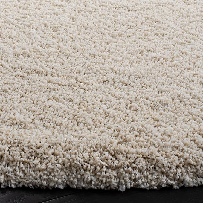 SAFAVIEH Milan Shag Collection 9' Round Ivory SG180 Solid Non-Shedding Living Room Bedroom Dining Room Entryway Plush 2-inch Thick Area Rug