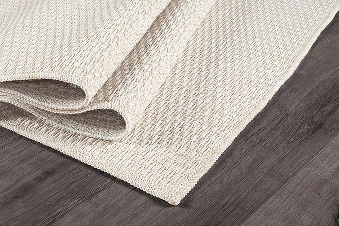 Easy Jute Door Mat 2x3 Indoor Outdoor Natural Rugs Solid Fiber Rug Woven Area Rug Boho Easy Clean Inside Carpet for Living Room Bedroom Dining Room Hallway or Outdoor Patio Porch (2 X 3 Bone)