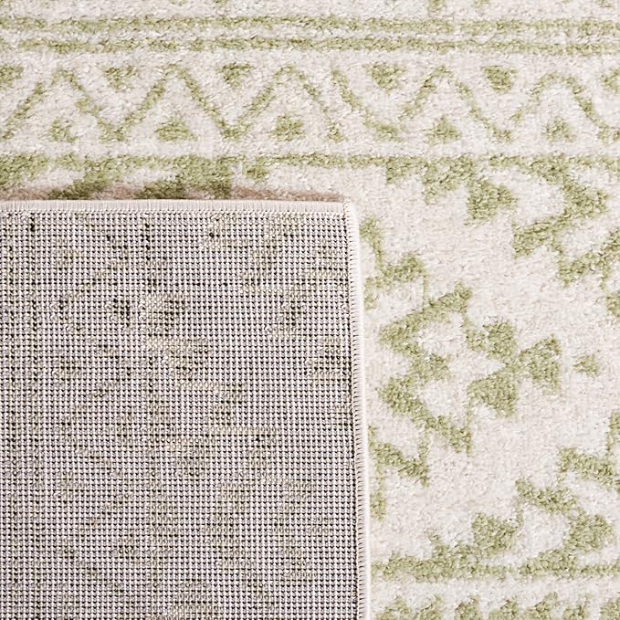 SAFAVIEH Tulum Collection Area Rug - 6'7" Square, Ivory & Sage, Moroccan Boho Tribal Design, Non-Shedding & Easy to Clean, Ideal for Living Room, Bedroom, Dining Space (TUL272H)