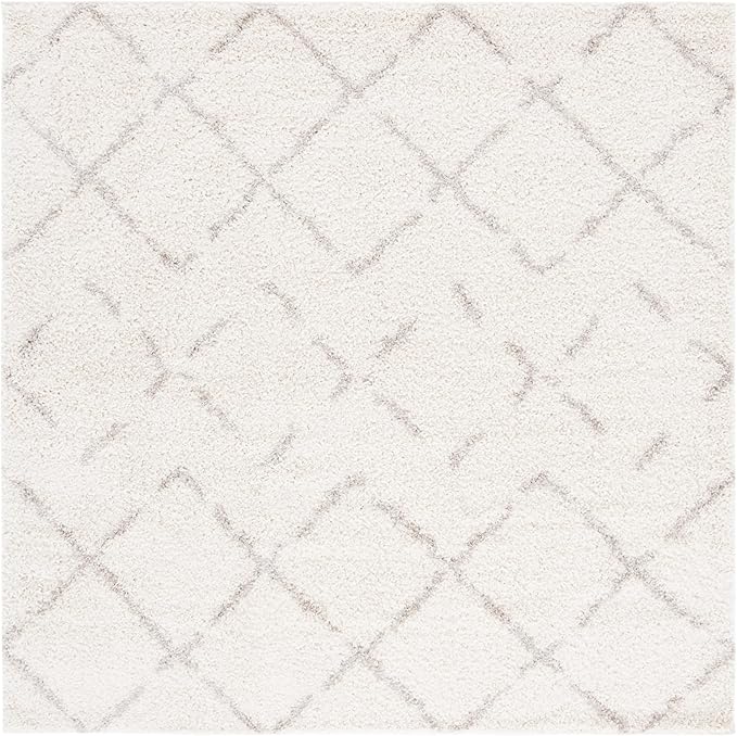 SAFAVIEH Arizona Shag Collection Area Rug - 12' Square, Ivory & Beige, Moroccan Boho Design, Non-Shedding & Easy to Clean, Ideal for Living Room, Bedroom, Dining Space (ASG743A)