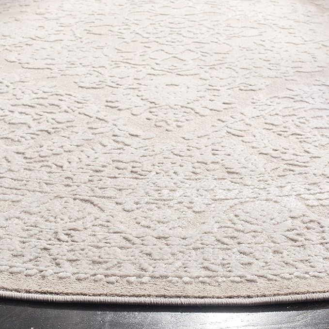 SAFAVIEH Area Rug 5' Round - Reflection Collection - Beige & Cream, Non-Shedding & Easy Cleaning, Ideal for Entryway, Living Room, Bedroom (RFT668A)