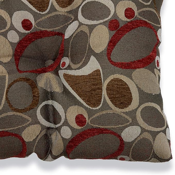 Klear Vu Omega Non-Slip Rocking Chair Cushion, Assembled in USA, Thick Tufted Design, Includes Seat Pad & Back Pillow with Ties, 17x17 Inches, 2-Piece Set, Floral Brown