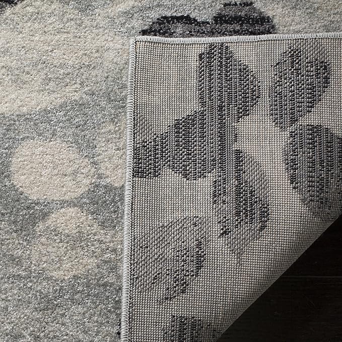 SAFAVIEH Evoke Collection 8' x 10' Grey/Black EVK236R Floral Non-Shedding Living Room Bedroom Dining Home Office Area Rug