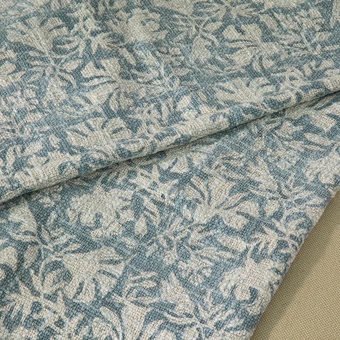 100% Pure Cotton Handblock Printed Throw Blanket, Soft 50" x 60" Fringed Floral Print Throw for Couch, Sofa, Chair, Bed - Cozy, Machine Washable, Comfortable Home Decor
