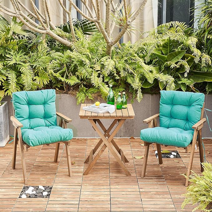 ARTPLAN Seat/Back Outdoor Chair Cushion,Set of 4 Patio Chair Cushion with Tie,Tufted Replacement for Patio Furniture,20x20x4 Inches,4 Count
