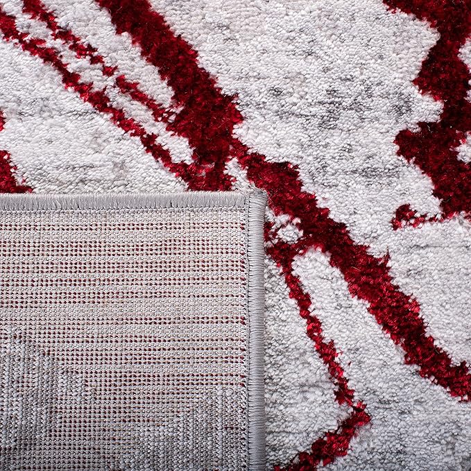 SAFAVIEH Area Rug 8x10 - Amelia Collection - Large - Grey & Red, Modern Design, Non-Shedding & Easy Cleaning, Ideal for Living Room, Bedroom, Office, Dining Space (ALA293L)