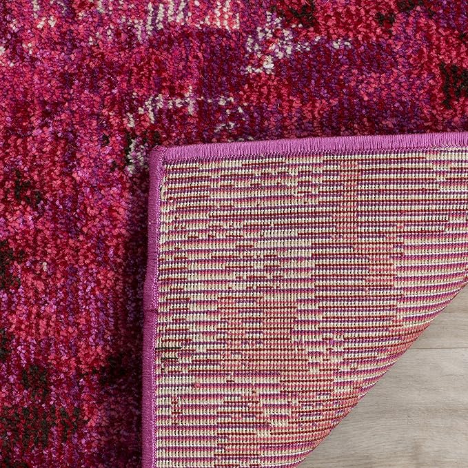 SAFAVIEH Monaco Collection Runner Rug - 2'2" x 8', Fuchsia, Boho Chic Abstract Watercolor Design, Non-Shedding & Easy Care, Ideal for High Traffic Areas in Living Room, Bedroom (MNC225F)