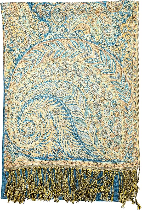 Achillea Big Paisley Pashmina Shawl Wrap for Women – Elegant Scarf for Weddings, Evening Dresses, Festivals & Daily Wear