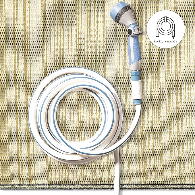 Fab Habitat Striped Neutral Outdoor Rug - Waterproof, Fade Resistant, Crease-Free, Reversible - Premium Recycled Plastic - Patio Porch Balcony Deck - Cancun Shadow SandBlack - 8x10 ft