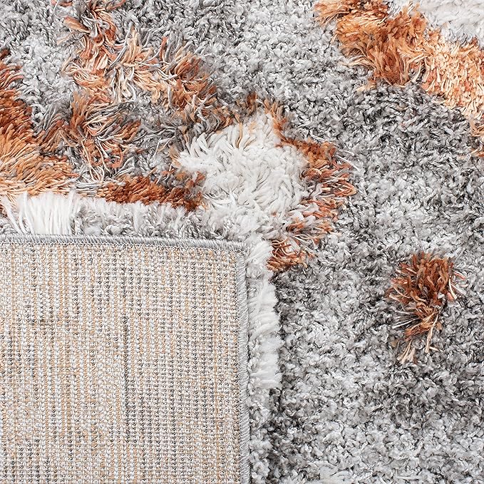 SAFAVIEH Horizon Shag Collection Runner Rug - 2' x 7', Grey & Rust, Modern Abstract Design, Non-Shedding & Easy Care, 2-inch Thick Ideal for High Traffic Areas in Living Room, Bedroom (HZN890P)
