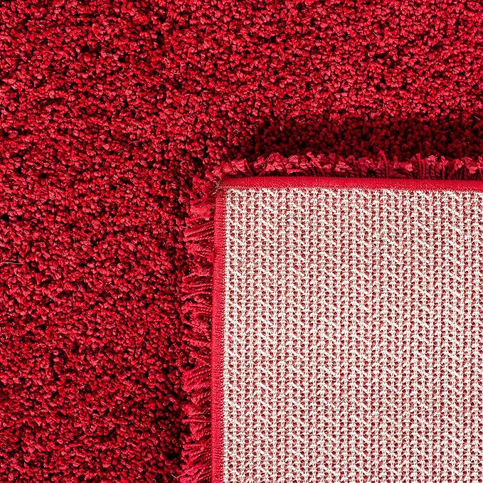 SAFAVIEH Milan Shag Collection Runner Rug - 2' x 6', Red, Solid Design, Non-Shedding & Easy Care, 2-inch Thick Ideal for High Traffic Areas in Living Room, Bedroom (SG180-4040)