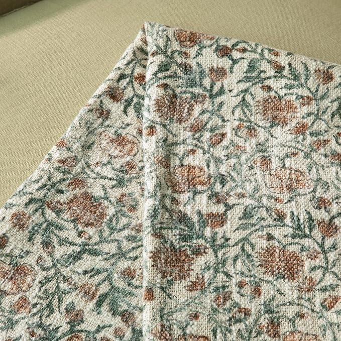 100% Pure Cotton Handblock Printed Throw Blanket, Soft 50" x 60" Fringed Floral Print Throw for Couch, Sofa, Chair, Bed - Cozy, Machine Washable, Comfortable Home Decor