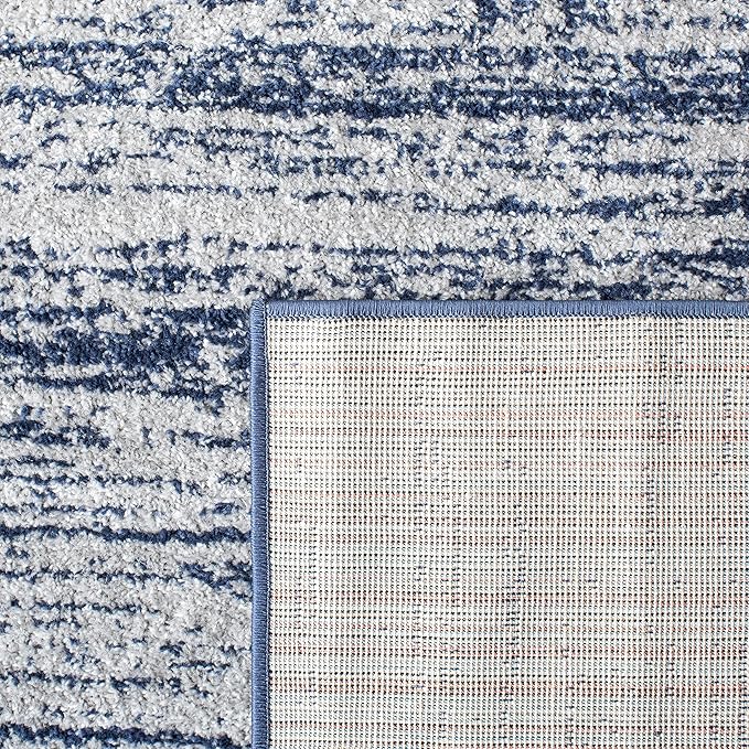 SAFAVIEH Adirondack Collection Area Rug - 10' Square, Navy & Grey, Modern Ombre Design, Non Shedding & Easy to Clean, Ideal for Living Room, Bedroom, Office, Dining Space (ADR113E)