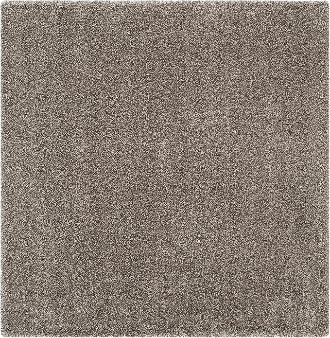 SAFAVIEH Milan Shag Collection Area Rug - 4' Square, Grey, Solid Design, Non-Shedding & Easy Care, 2-inch Thick Ideal for High Traffic Areas in Living Room, Bedroom (SG180-8080)