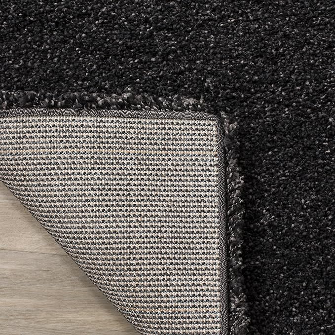SAFAVIEH Milan Shag Collection Accent Rug - 4' x 6', Dark Grey, Solid Design, Non-Shedding & Easy Care, 2-inch Thick Ideal for High Traffic Areas in Entryway, Living Room, Bedroom (SG180-8484)