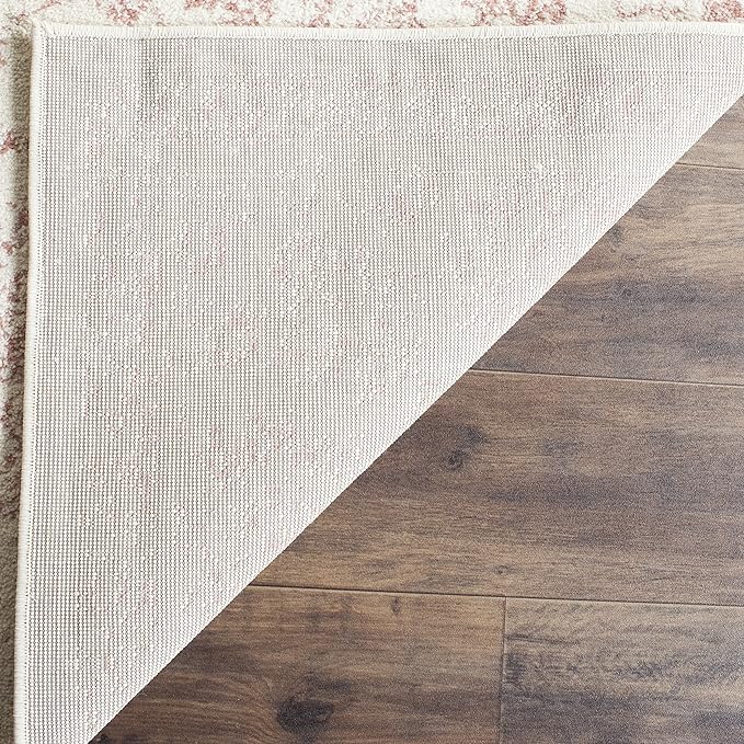 SAFAVIEH Adirondack Collection Area Rug - 12' Square, Ivory & Rose, Distressed Vintage Floral Design, Non-Shedding & Easy to Clean, Ideal for Living Room, Bedroom, Dining Space (ADR109H)
