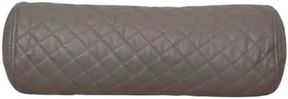 Neck Roll Pillow Cushion Cover, 22x7 Inch Full Moon Round Bolster Pillow Case, Cylinder Soft Lambskin Leather Pillowcase for Head, Spine & Neck Support During Sleep - Quilted Grey Pack of 1