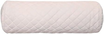 Neck Roll Pillow Cushion Cover, 20x7 Inch Full Moon Round Bolster Pillow Case, Cylinder Soft Lambskin Leather Pillowcase for Head, Spine & Neck Support During Sleep - Quilted White Pack of 1