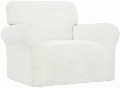 Easy-Going Stretch Oversized Chair Sofa Slipcover 1-Piece Couch Sofa Cover Furniture Protector Soft with Elastic Bottom for Kids Spandex Jacquard Fabric Small Checks Cream