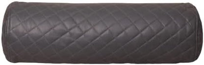 Neck Roll Pillow Cushion Cover, 24x5 Inch Full Moon Round Bolster Pillow Case, Cylinder Soft Lambskin Leather Pillowcase for Head, Spine & Neck Support During Sleep - Quilted Charcoal Grey Pack of 1