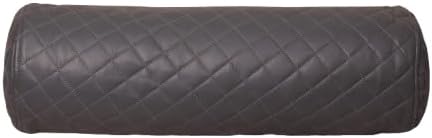 Neck Roll Pillow Cushion Cover, 24x7 Inch Full Moon Round Bolster Pillow Case, Cylinder Soft Lambskin Leather Pillowcase for Head, Spine & Neck Support During Sleep - Quilted Charcoal Grey Pack of 1