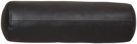 Neck Roll Pillow Cushion Cover, 16x5 Inch Full Moon Round Bolster Pillow Case, Cylinder Soft Lambskin Leather Pillowcase for Head, Spine & Neck Support During Sleep - Black Pack of 1