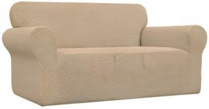 Easy-Going Stretch Oversized Loveseat Slipcover 1-Piece Sofa Cover Furniture Protector Couch Soft with Elastic Bottom for Kids Polyester Spandex Jacquard Fabric Small Checks Sand