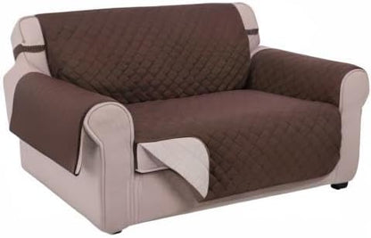 U-NICE HOME Loveseat Sofa Cover Reversible Couch Cover for Dogs with Elastic Straps Water Resistant Furniture Protector for Pets Couch Cover for 2 Cushion Couch (Loveseat, Coffee/Beige)