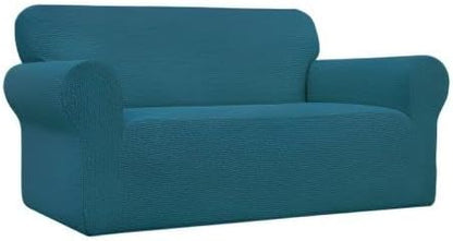 Easy-Going Stretch Loveseat Slipcover 1-Piece Sofa Cover Furniture Protector Couch Soft with Elastic Bottom for Kids Polyester Spandex Jacquard Fabric Small Checks (Loveseat, Deep Teal)