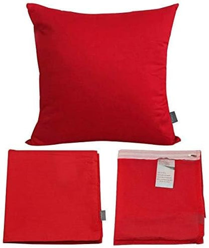 Thmyo 4-Pack 100% Cotton Comfortable Solid Decorative Throw Pillow Cases Square Cushion Cover Pillowcases Sublimation Blank Christmas DIY Throw Pillow Covers for Sofa Bed Car(18x18 inch/ 45x45cm,Red)