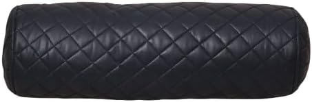 Neck Roll Pillow Cushion Cover, 18x5 Inch Full Moon Round Bolster Pillow Case, Cylinder Soft Lambskin Leather Pillowcase for Head, Spine & Neck Support During Sleep - Quilted Gun Metal Blue Pack of 1